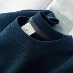 ワッフル編み Tシャツ ネイビー　Mサイズ冷んやり冷触感