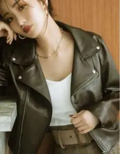 【リゼクシー】ライダース合皮ジャケット ブラウン