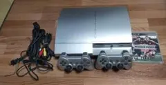 さ*パ様 プレステ3 本体 サテンシルバー コントローラー2個、ウイイレ2010