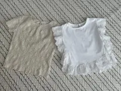 ZARA エンブロイダリーTシャツ &シャーリングTシャツセット