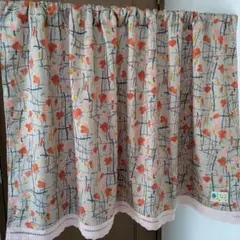 カフェカーテン　綿生地×綿刺繍デザインレース110×69cm丈長❗️布タグ付き