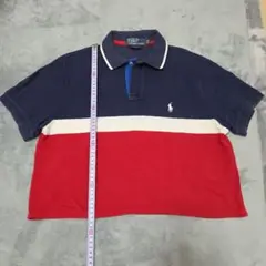 Ralph Lauren ショート丈半袖ポロシャツ M ネイビー/レッド