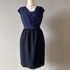 SHIPS ネイビー×ブラックオケージョンワンピース