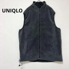 ユニクロ グレー ブラック フリース ナイロン ベスト リバーシブル