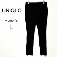 【ユニクロ】 Ｌ ブラック リブ レギンスパンツ ストレッチ カジュアル
