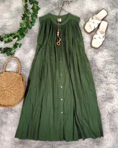 DOORS◎ノースリーブ ロングワンピース シャツワンピース 総裏地 Aライン