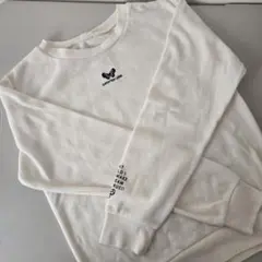 裏起毛　子供服　長袖　カットソー　160　白　蝶々　薄手トレーナー