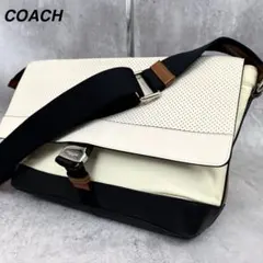 【極美品✨】 コーチ メッセンジャーバッグ レザー ホワイト ブラック