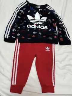 adidas トレーナー・パンツセット 2T 黒/赤　80cm