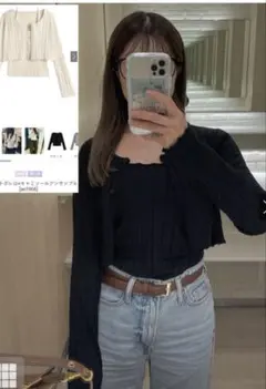 【新品】♥GRL♥♡リブニットボレロ×キャミソールアンサンブル【ブラック】♡