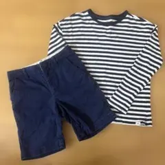 GAP ストライプ カットソー ボーダー紺白　ハーフパンツ 紺　短パンセット