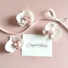 胡蝶蘭　ヘッドパーツ　白ピンク　小　ヘッドドレス　ウェディング　造花　ヘアピン