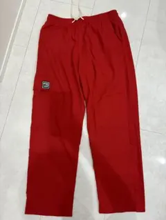 レッド ワイドパンツ イージーパンツ サイドポケット付き