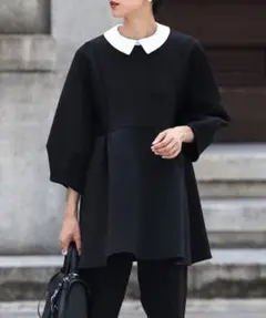 BONJOUR SAGAN 襟取り外しダンボールフォルムプルオーバー　ブラック