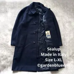 Sealup ウール ステンカラーコート ネイビー イタリア製 サイズL XL