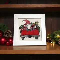 389.極小サイズ　ファブリックフレーム　クリスマス　刺繍フレーム　インテリア