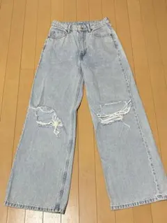 H&M ワイドレッグデニム ライトブルー