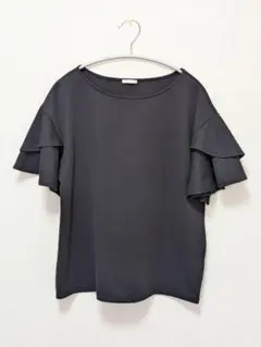 GU フリル袖 カットソー ブラック サイズM
