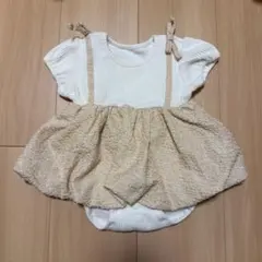 バースデイ　ホワイト/ベージュ ロンパース 70