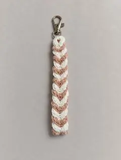 かぎ編み ハンドストラップ ピンク×ホワイト