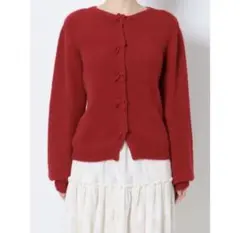 merry jenny RIBBON モヘヤライクカーディガン 赤 ニット