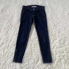 UNIQLO 裾ジップ スキニーデニムパンツ 27インチ 濃紺 美シルエット