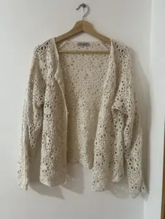 【3/2本日限定値下げSM2 】アイボリー レース編みカーディガン Mサイズ