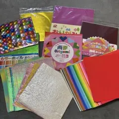 おりがみ　まとめ売り　カラーホイル　透明折り紙　両面など　500枚