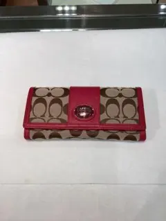 Coach 長財布 ブラウン ピンク