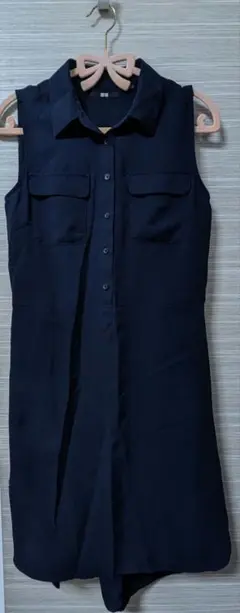 【UNIQLO ユニクロ】ノースリーブ シャツワンピース ネイビー