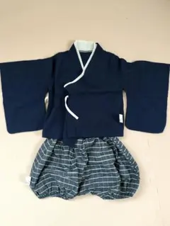 ネイビー 和風着物 ロンパース 80センチ 1歳記念 お正月