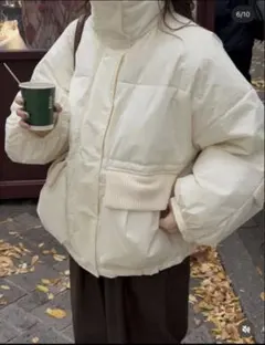 【新品未使用】olun 中綿リブブルゾン　ダウン　Sサイズ　アイボリー