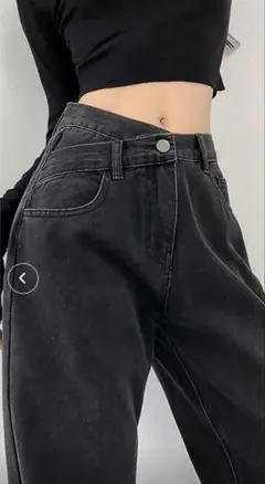 ジーパン　ブラック　blackdia ocean クロスウエストデニムパンツ