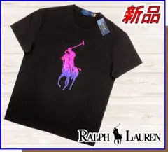 【新品】ポロバイラルフローレングラデーションカラーBigポニー半袖黒L US:M