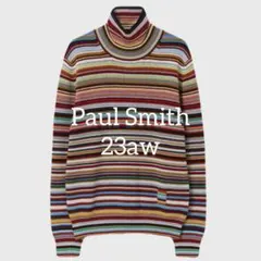 イタリア製　ポールスミス　23AW シグネチャーストライプ タートルネックニット