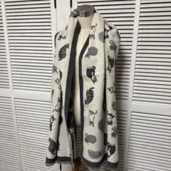 新品◆猫デザインリバーシブルストール・ショール・マフラー◆グレーホワイトキャット