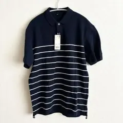 UNIQLO ネイビー ストライプ ポロシャツ  Lサイズ　新品なのにシミあり