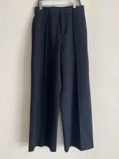 ユニクロ ブラッシュドジャージーワイドパンツ ネイビー S