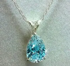 新品未使用 シルバーチェーンブルートパーズジルコニアドロップネックレス 雫水滴