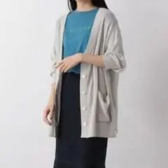 【匿名配送】LOWRYS FARM ミドルVネックカーディガン 8分袖