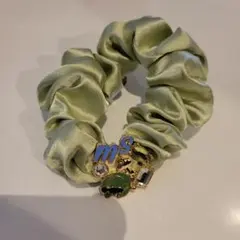 ビジュー付きサテンヘアゴム　ライトグリーン　名探偵コナン　USJ　世良真純