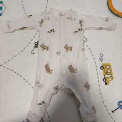 ジェラートピケ　 犬プリントロンパース 70cm カバーオール