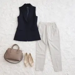 ママスーツ オフィスカジュアル セット売りZARAベスト×INDIVIパンツ