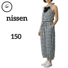 ニッセン　オフショルダーオールインワン150　ギンガムチェック　白黒　モノクロ