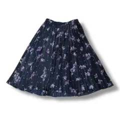 リフレクト　プリーツフレアスカート(9)花柄　ウエストゴム　上品　大人可愛い
