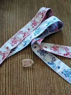 ヴィンテージセット アバロンシェル 鮑貝熱帯魚ブローチ ベルギー雛の水遊びリボン