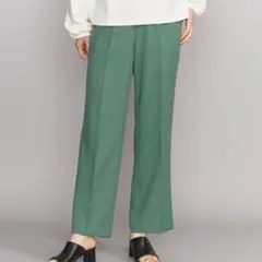 美品【ビューティーアンドユース】リネンライクストレートパンツ スラックス ゴム