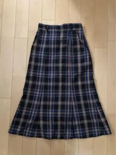 Heather チェックセミフレアロングスカート