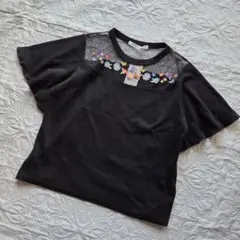 タグ付き☆RAY CASSIN FAVORI カットソー 花刺繍 シースルー