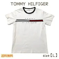 TOMMY HILFIGER Tシャツ ホワイト Lサイズ ロゴ刺繍 メンズ